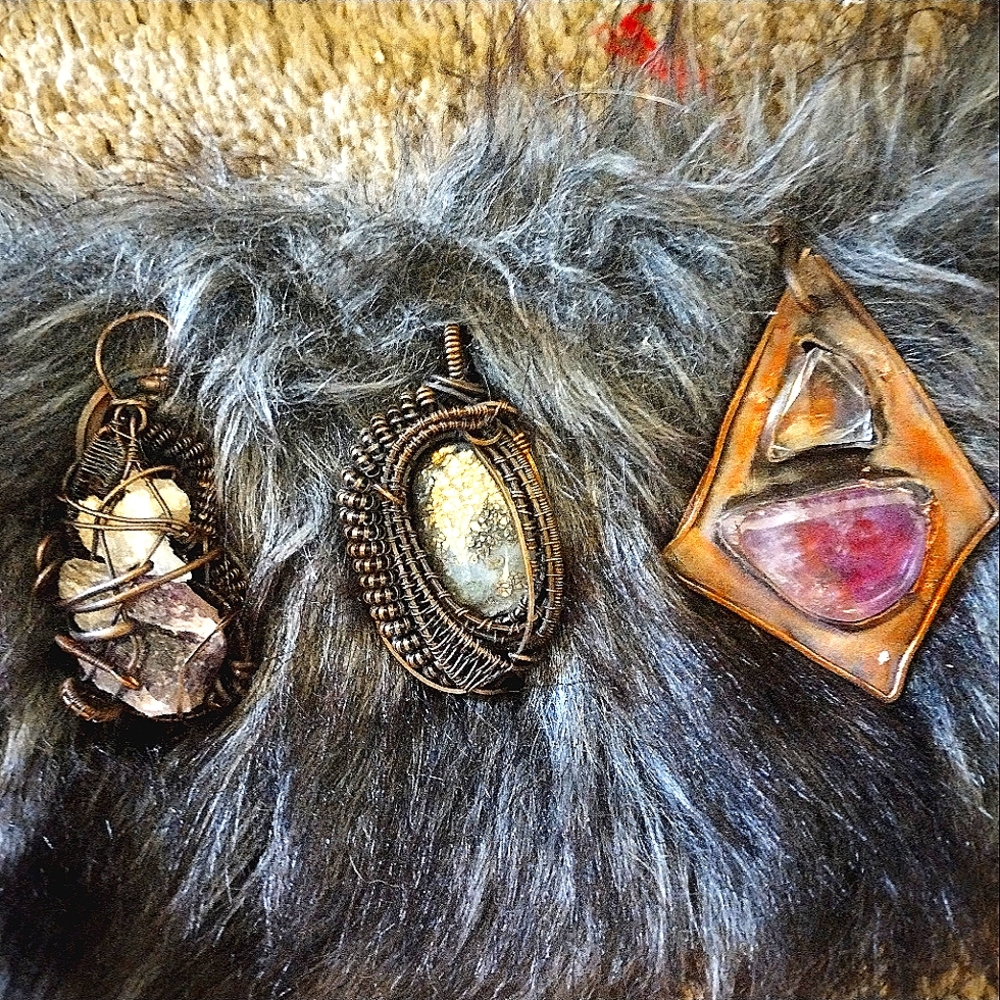 Electroformed jewelry that's professional wire wrapped. Beautiful stones too